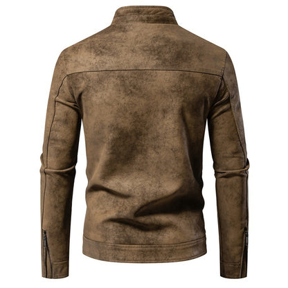 Men’s Retro Tie-Dyed Leather Jacket