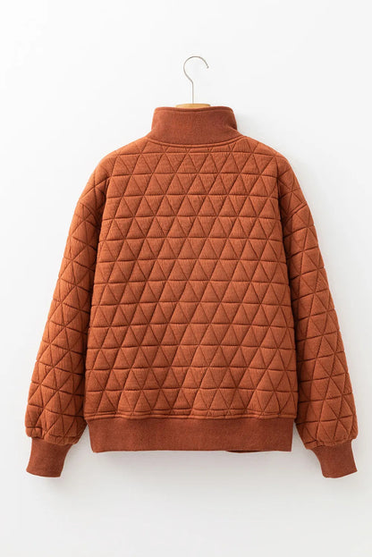 Geometric Quilted Half-Zip Top