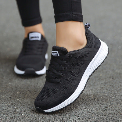Damen Freizeitschuhe, modische atmungsaktive Laufschuhe aus Mesh, flache Schuhe, weiße Damen-Sneaker, Damen-Tennisschuhe, Damenschuhe.