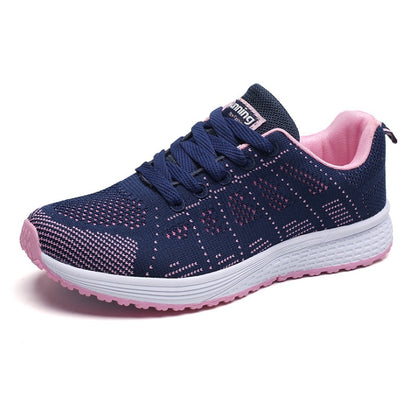 Damen Freizeitschuhe, modische atmungsaktive Laufschuhe aus Mesh, flache Schuhe, weiße Damen-Sneaker, Damen-Tennisschuhe, Damenschuhe.