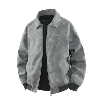 Retro Brown Lapel Leather Coat