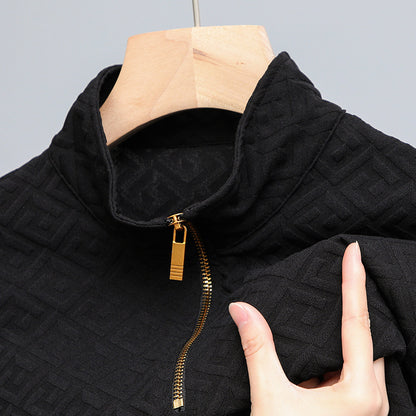 Long Sleeve Zipper Lapel Tee