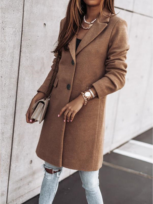 Women’s Simple Button Woolen Coat