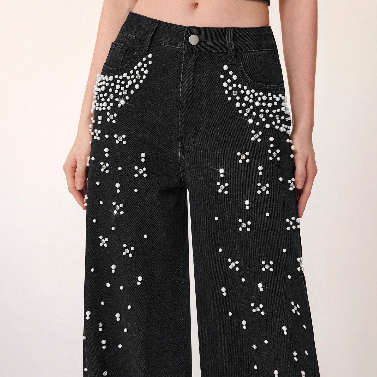 Slimming Straight-Leg Denim Trousers