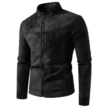 Men’s Retro Tie-Dyed Leather Jacket