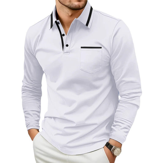 Men’s Patchwork Lapel Polo Shirt