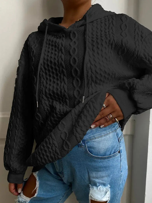 Women's Fashion Twist Pocket Hooded Sweatshirt