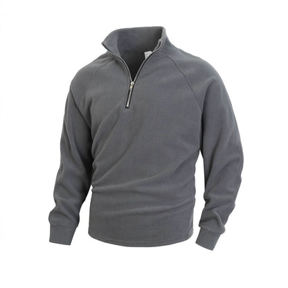 Slim-Fit Stand Collar Coral Fleece Pullover