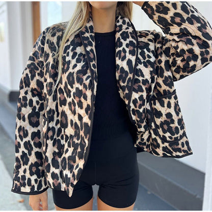 Leopard Print Lapel Coat