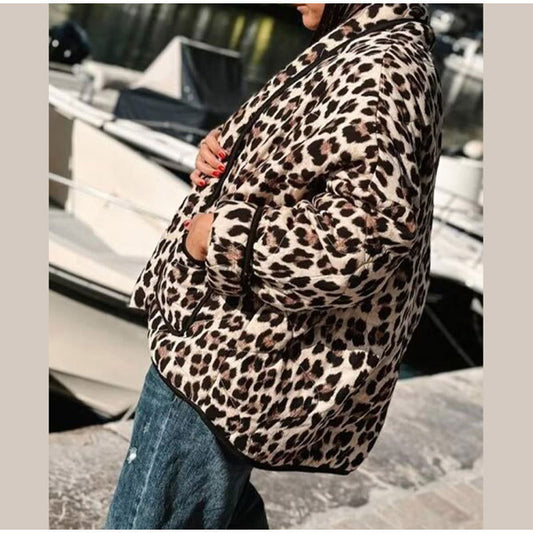 Leopard Print Lapel Coat