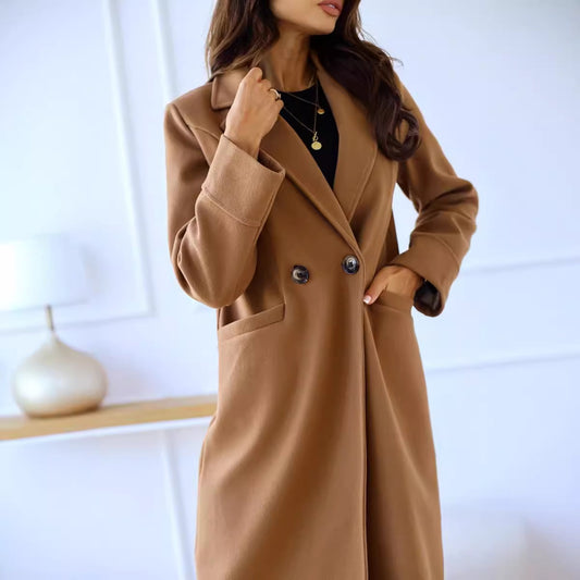 Women’s Double-Breasted Woolen Coat