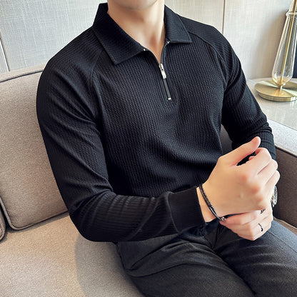 Men’s Seersucker Half-Zip Polo Shirt