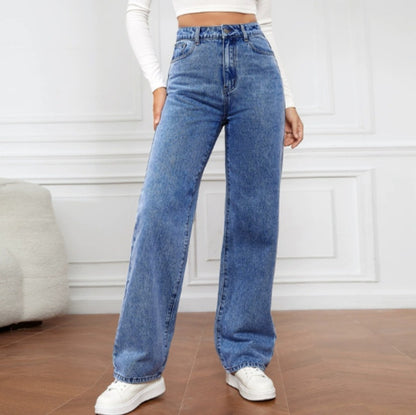 Hoge taille, rechte pijpen jeans