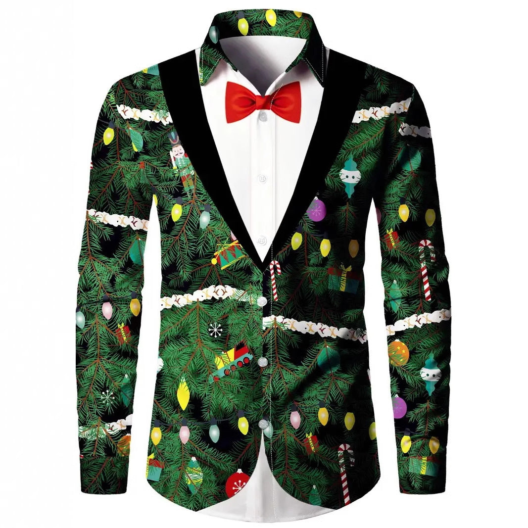 Men’s Digital Print Faux Two-Pieces Shirt