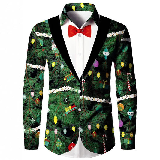 Men’s Digital Print Faux Two-Pieces Shirt