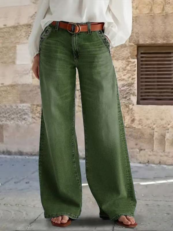 Stylish Relaxed Fit Wide Leg Casual Jeans