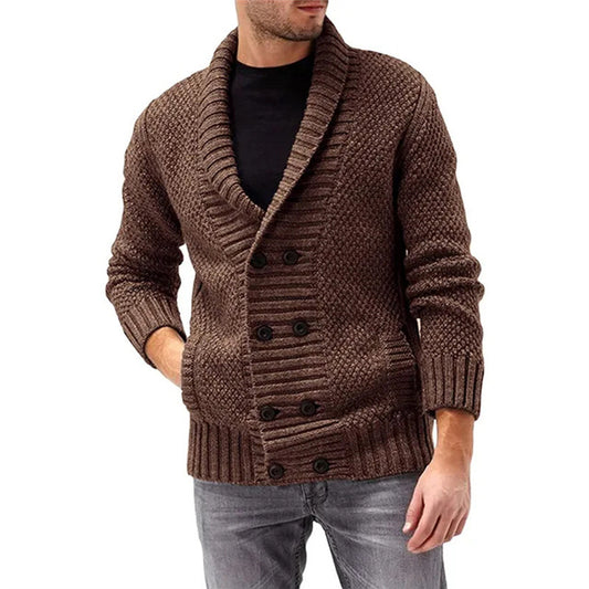 Men’s Solid Color Lapel Sweater