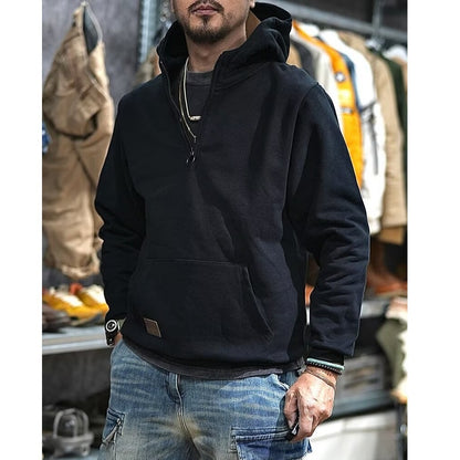 Half Open Collar Hooded Sweater