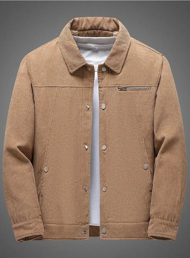 Winter Slim Retro Lapels Thick Corduroy Coat