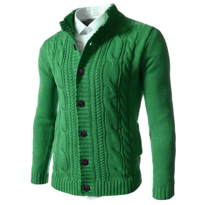 Men’s Stand Collar Knit Button Cardigan