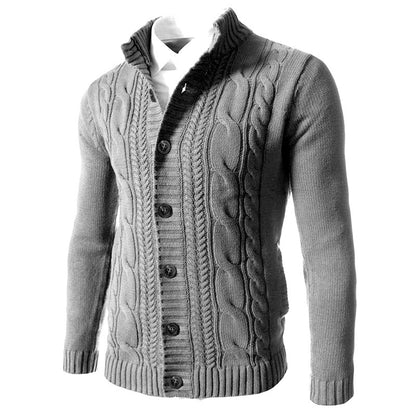 Men’s Stand Collar Knit Button Cardigan