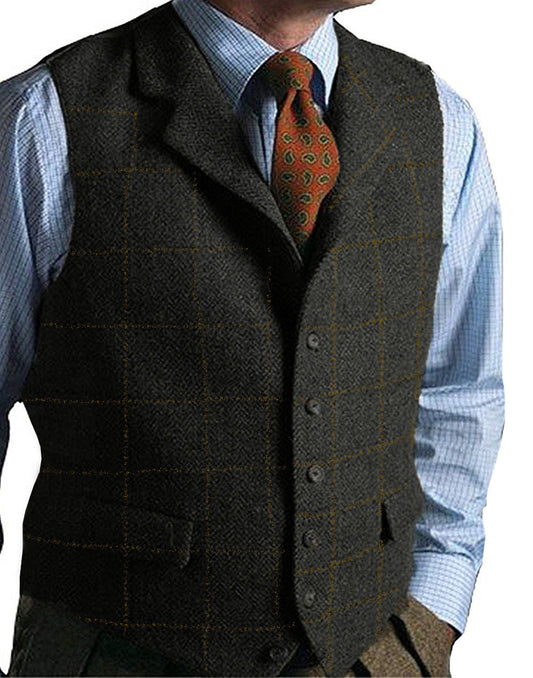 Men’s Plaid Tweed Gilet