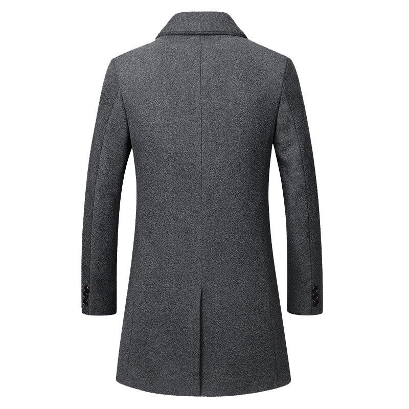 Men's Long Woolen Trench Coat
