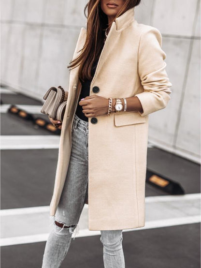 Women’s Simple Button Woolen Coat