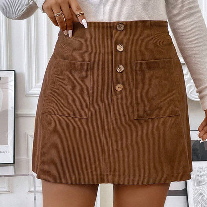A-Line Corduroy Skirt with Pockets