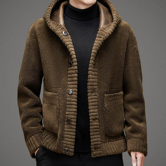 Double-Sided Cashmere Fur Hoodie Jacket
