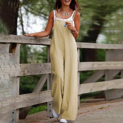 Solid Color Sleeveless Casual Jumpsuit