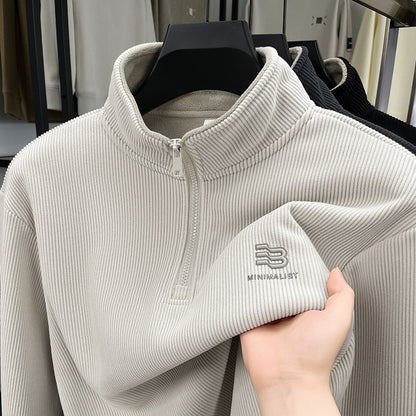 Half-Zip Velvet Padded Sweater