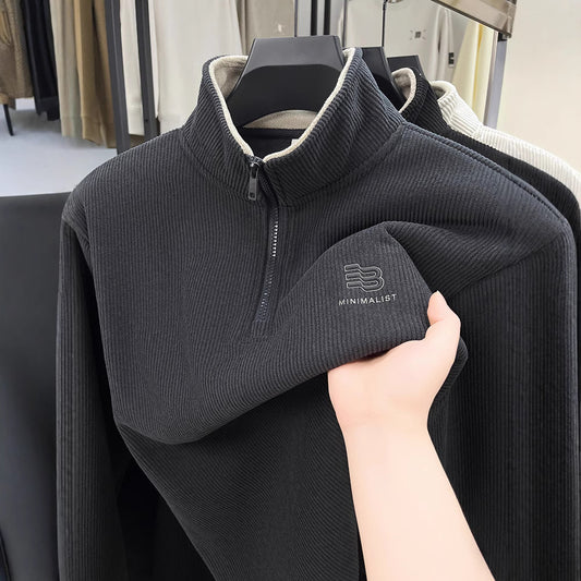 Half-Zip Velvet Padded Sweater