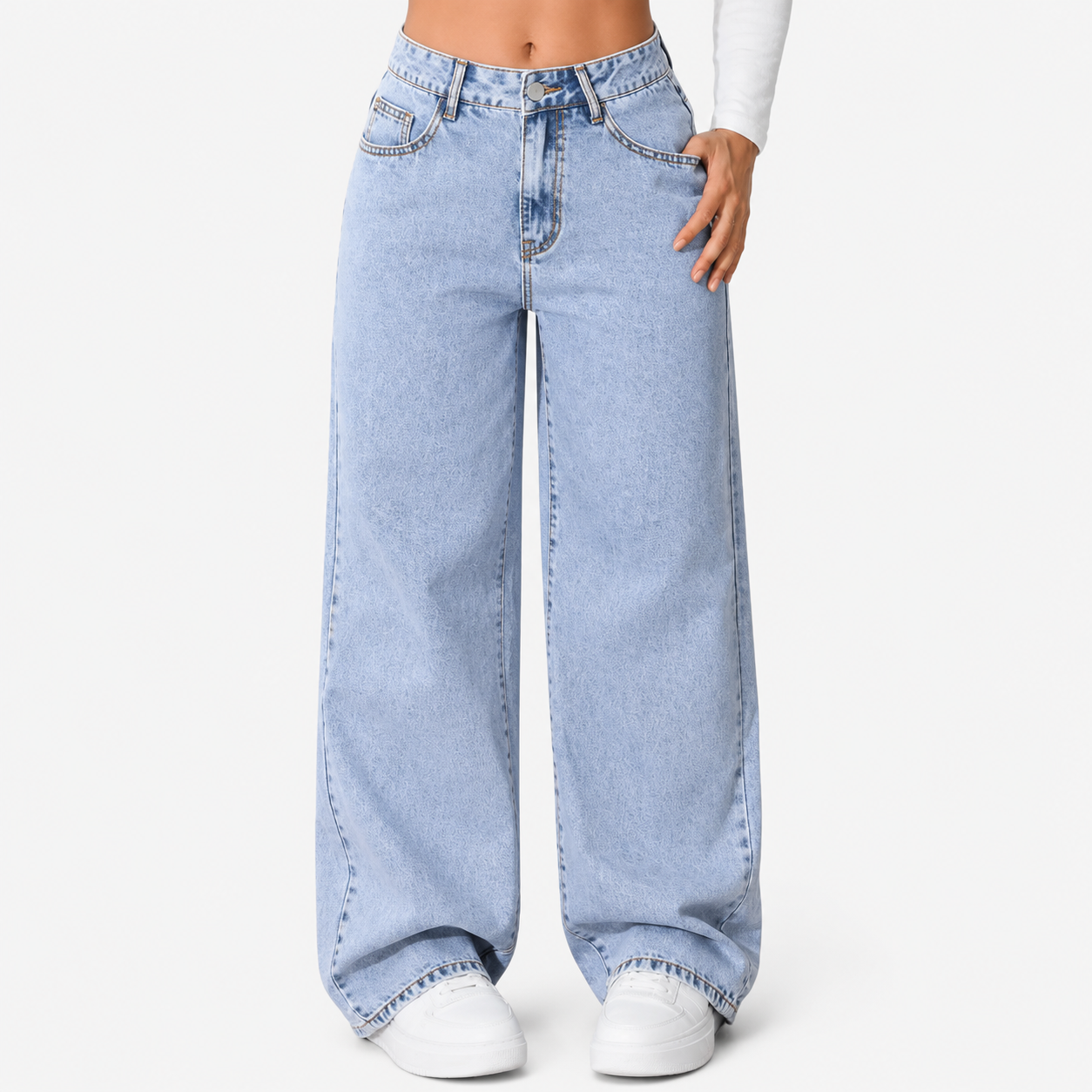 Loose Fit Straight Leg Casual Trousers