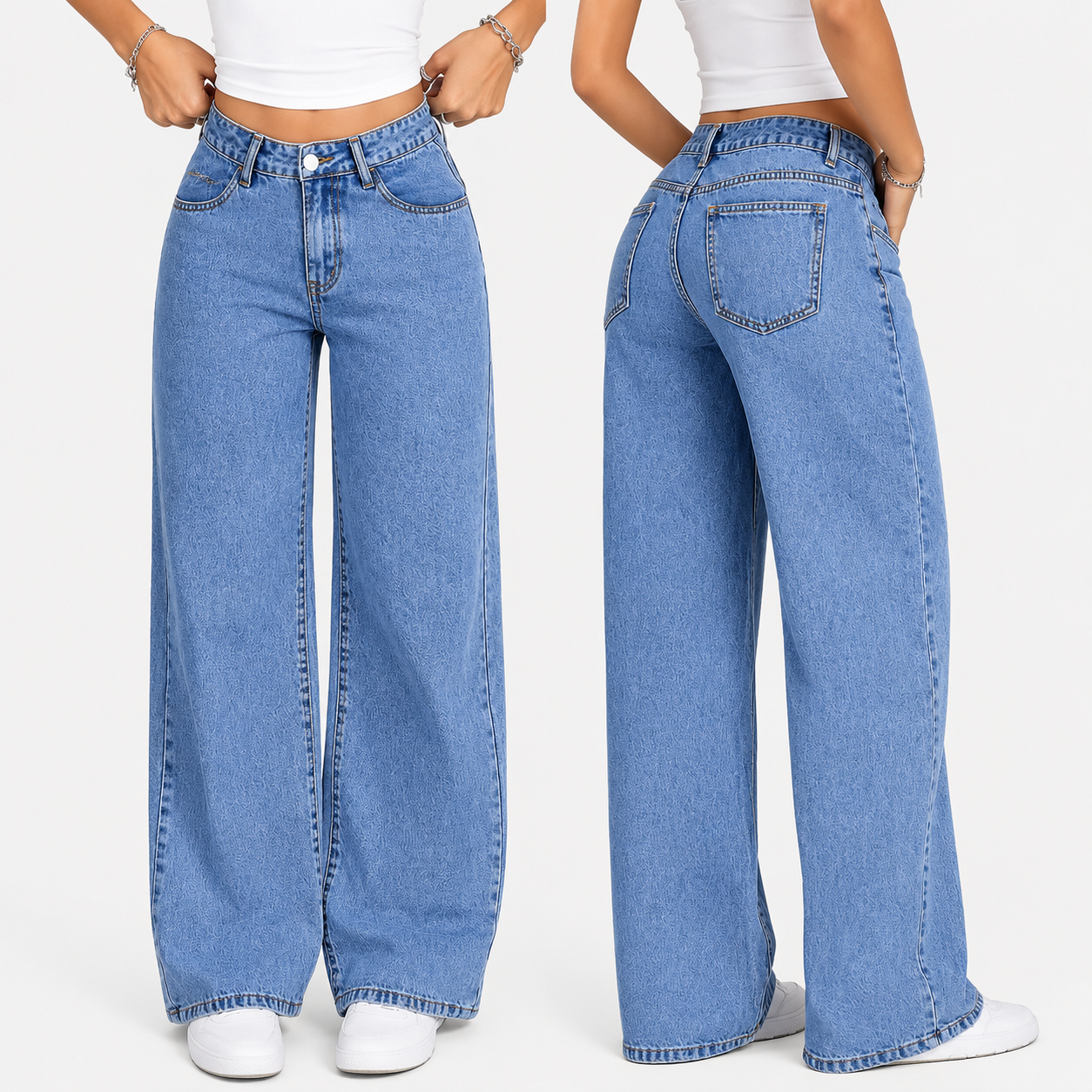 Loose Fit Straight Leg Casual Trousers