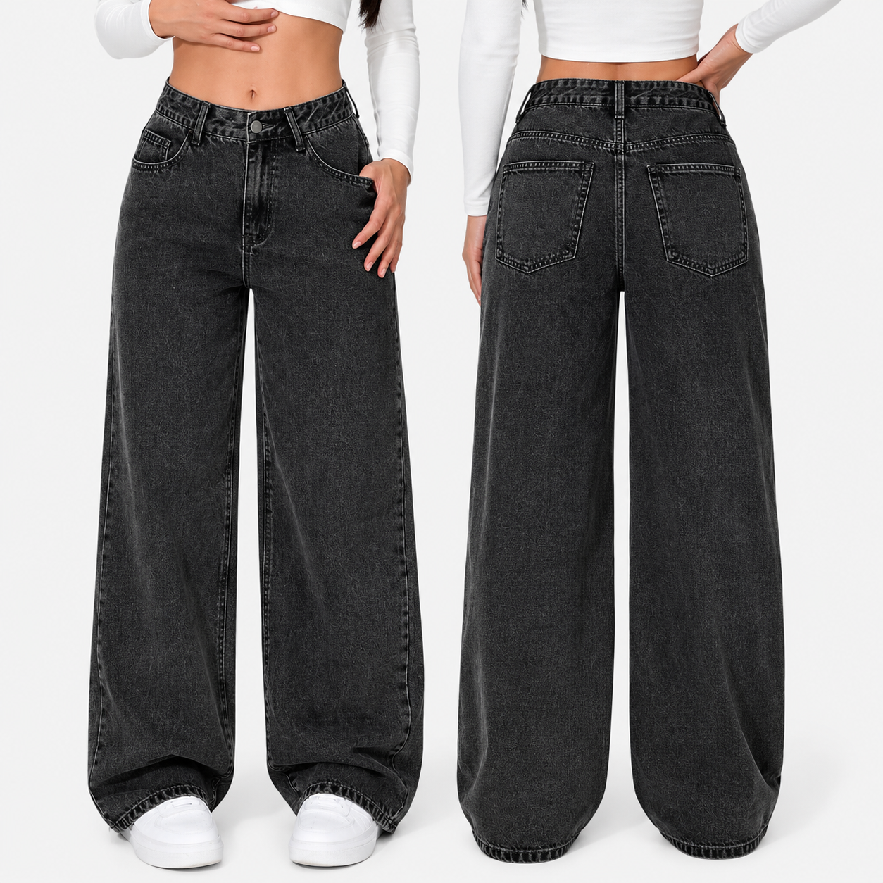 Loose Fit Straight Leg Casual Trousers