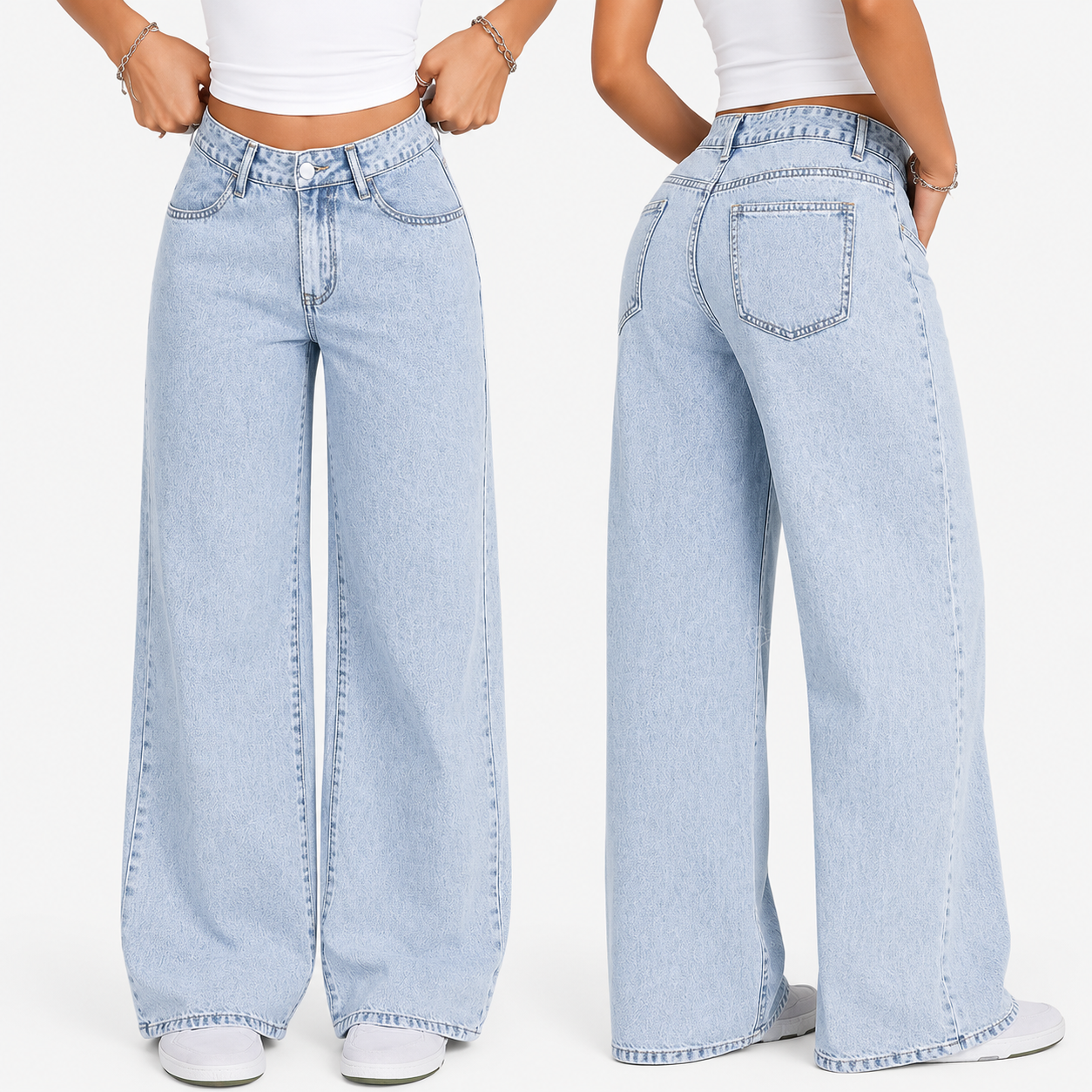 Loose Fit Straight Leg Casual Trousers