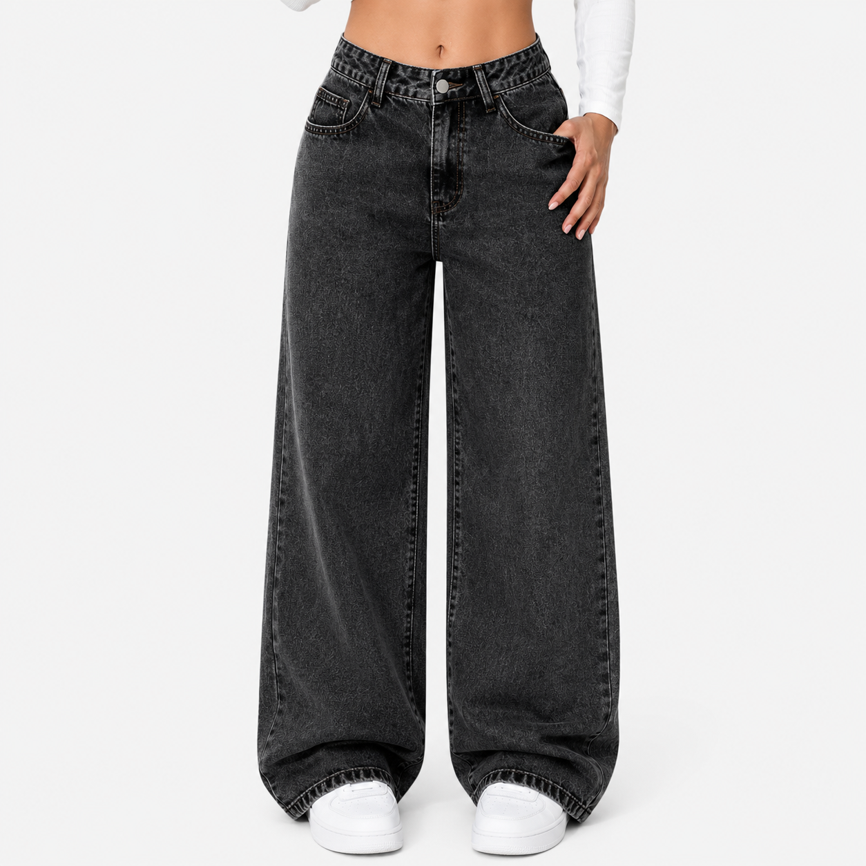 Loose Fit Straight Leg Casual Trousers