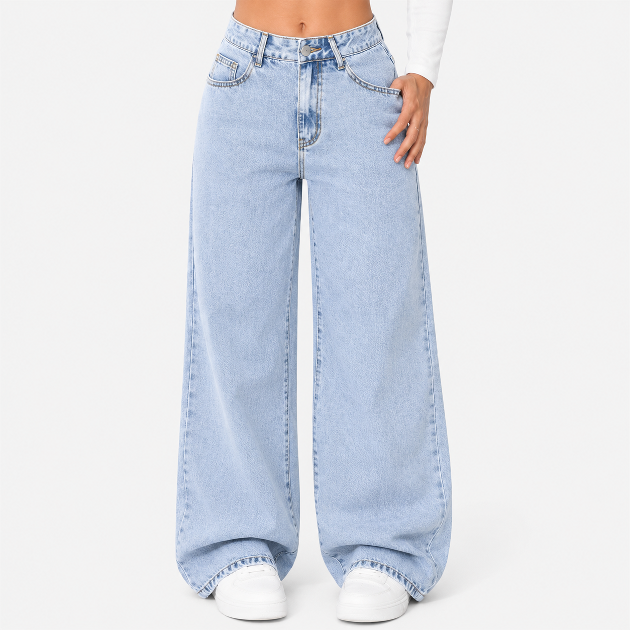 Loose Fit Straight Leg Casual Trousers