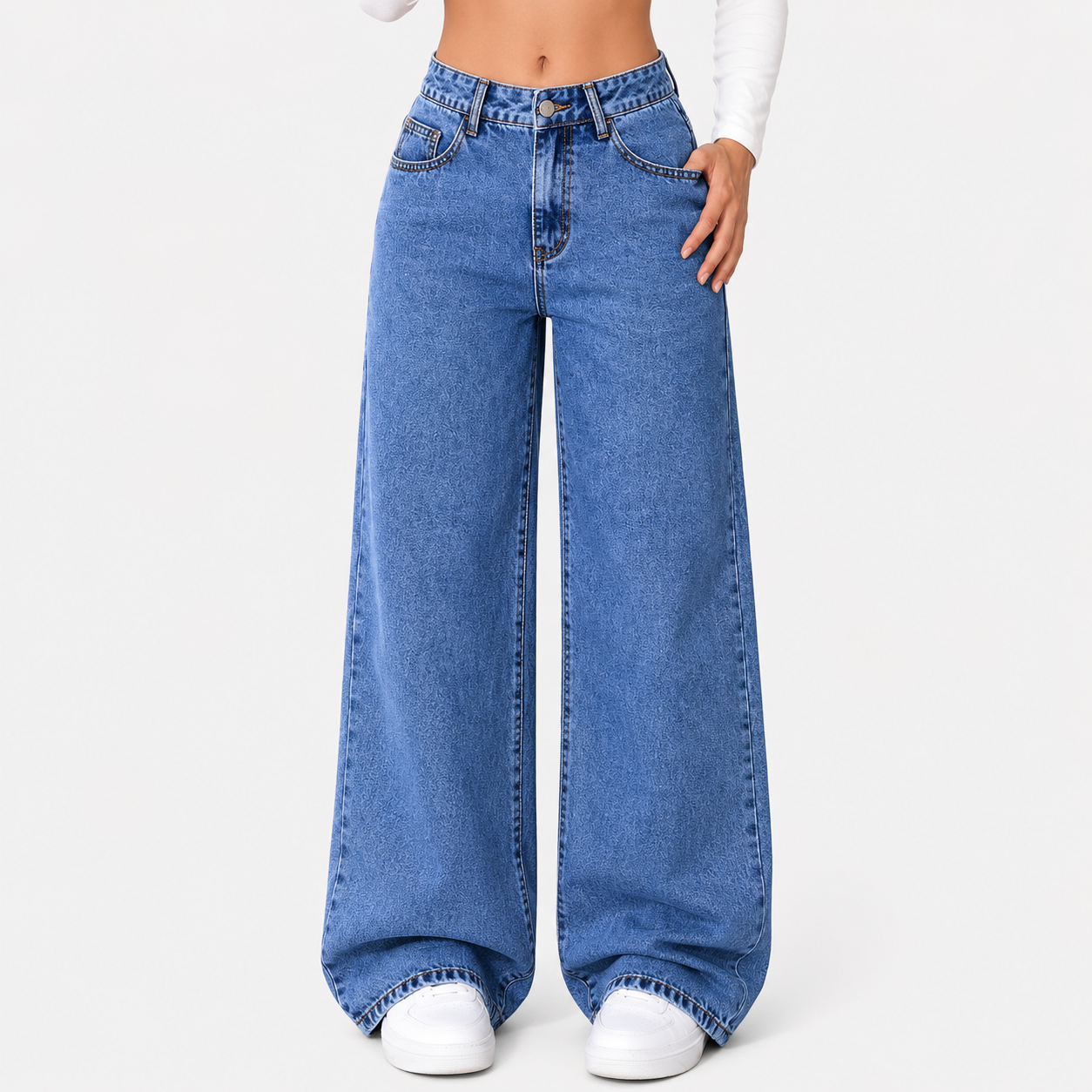 Loose Fit Straight Leg Casual Trousers