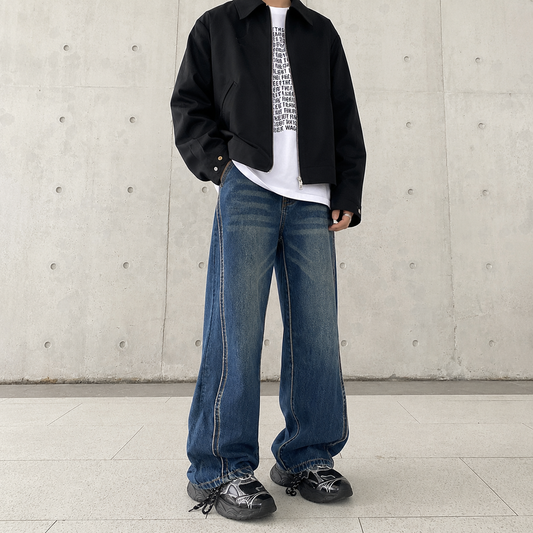 High Street Wave Line Washed Jeans