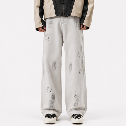 American Street Hip Hop Tie-dyed Washed Jeans