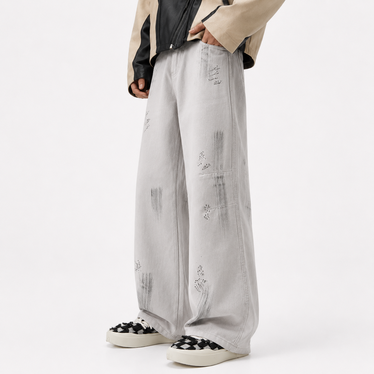 American Street Hip Hop Tie-dyed Washed Jeans