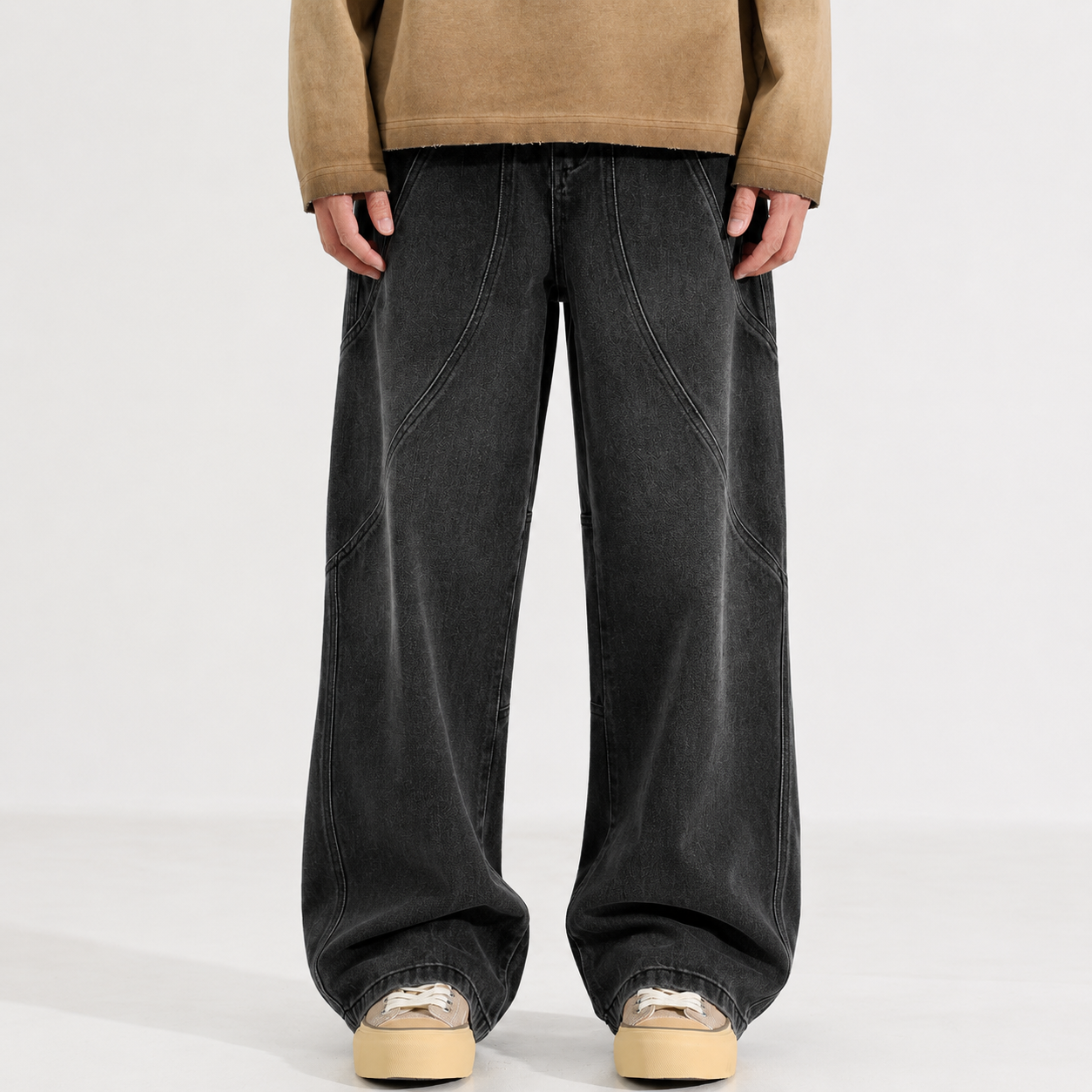 Washed Old Straight Baggy Jeans