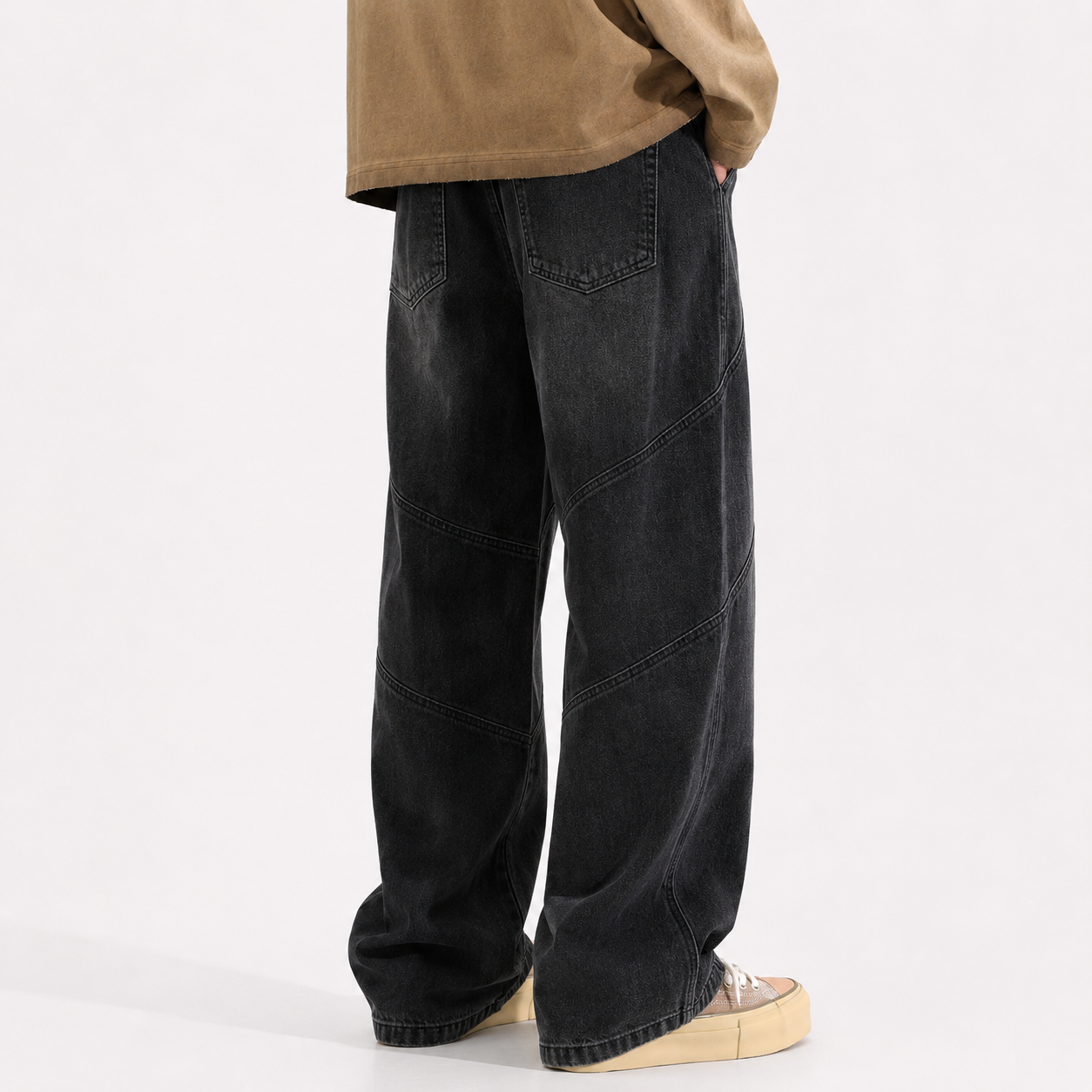 Washed Old Straight Baggy Jeans