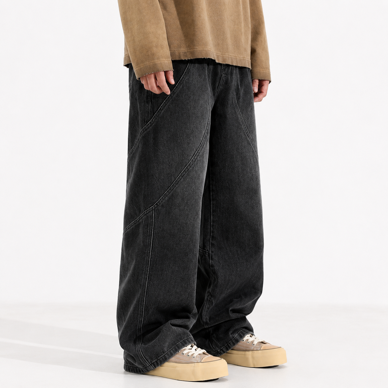 Washed Old Straight Baggy Jeans