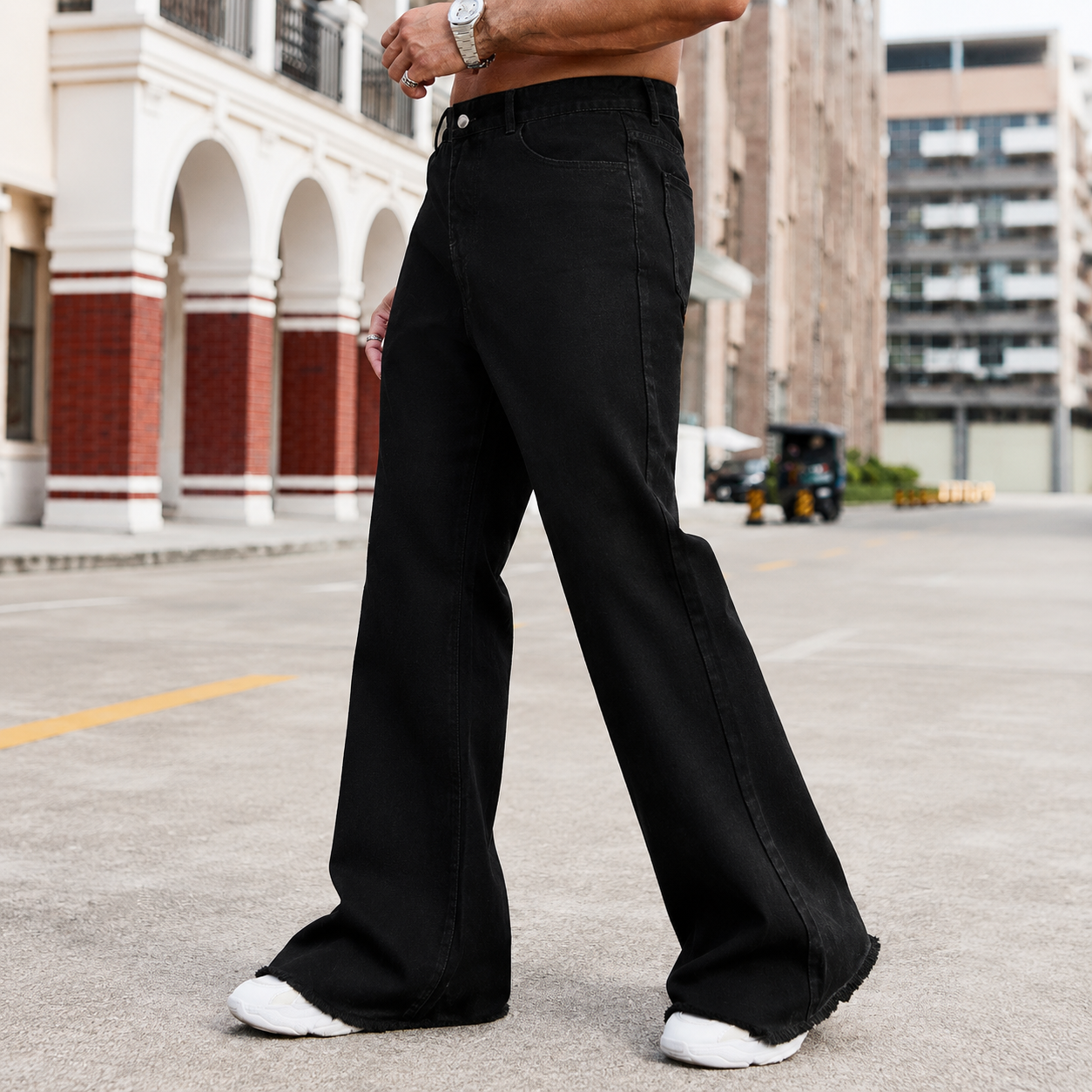 Black High Waist Machete Bootcut