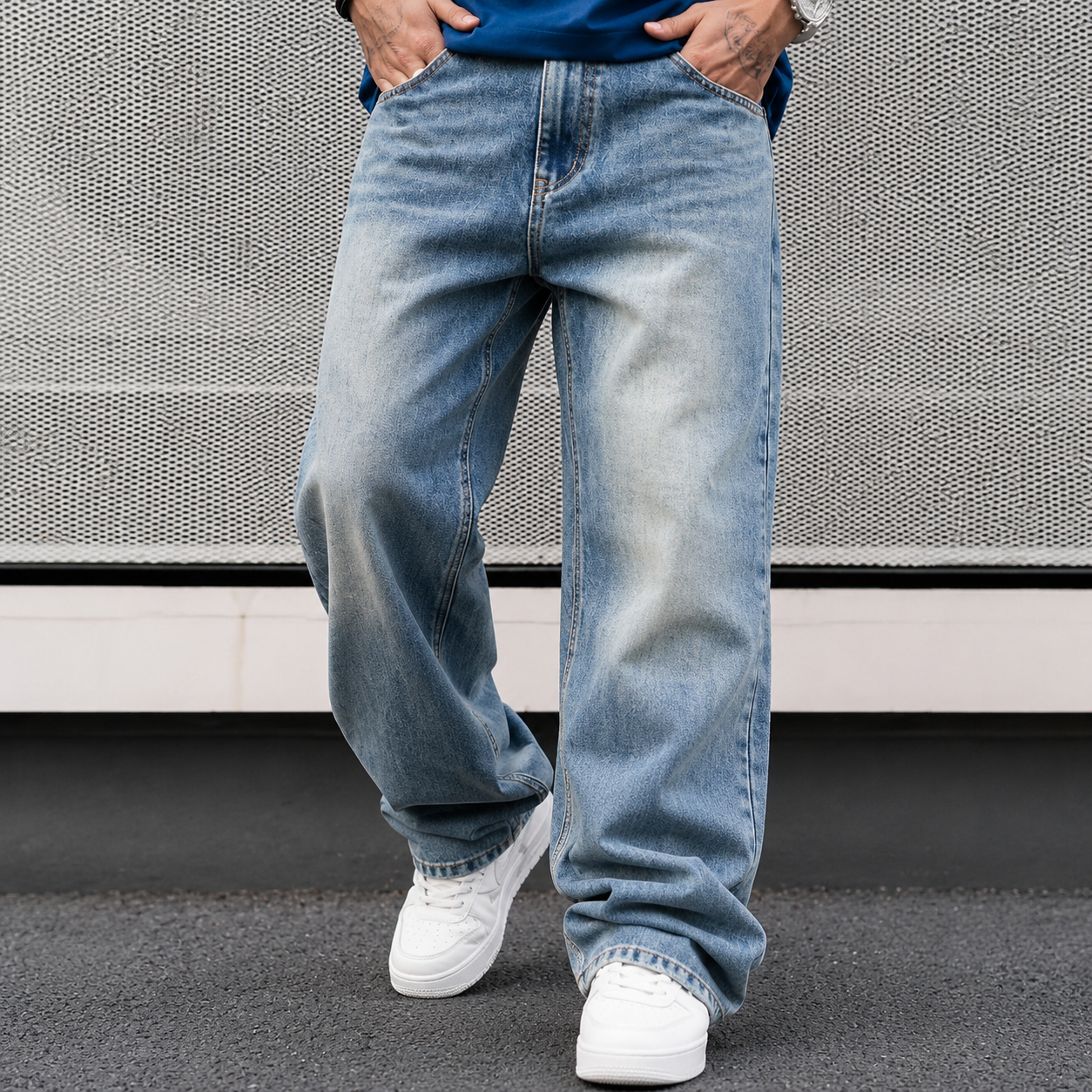 Men's Casual Baggy Wash Jeans