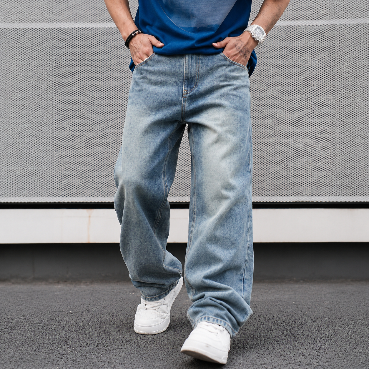 Men's Casual Baggy Wash Jeans