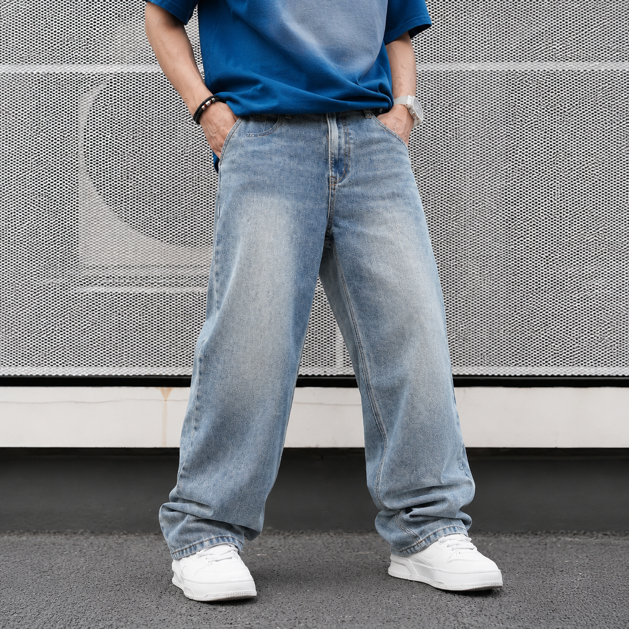 Men's Casual Baggy Wash Jeans